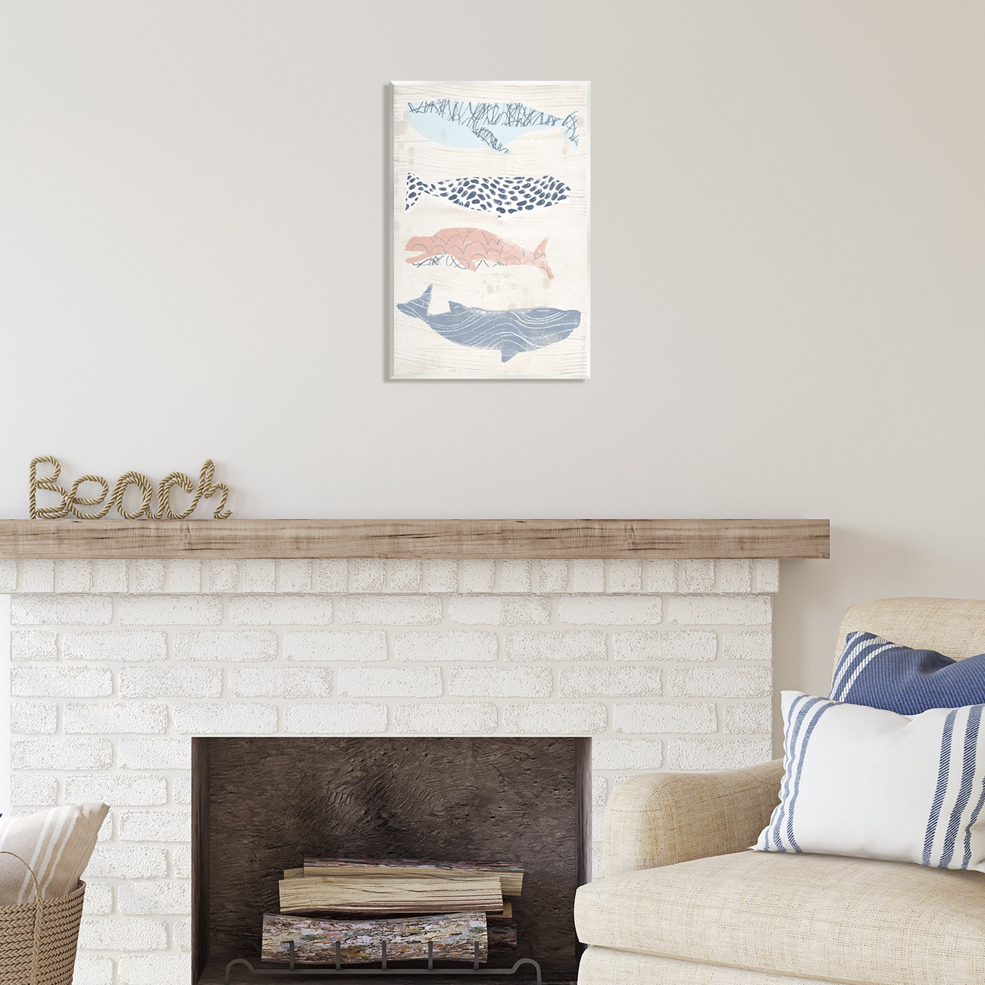 Stupell Industries Rustic Patterned Whales Animals & Insects Painting Unframed Art Print Wall Art, 13 x 19