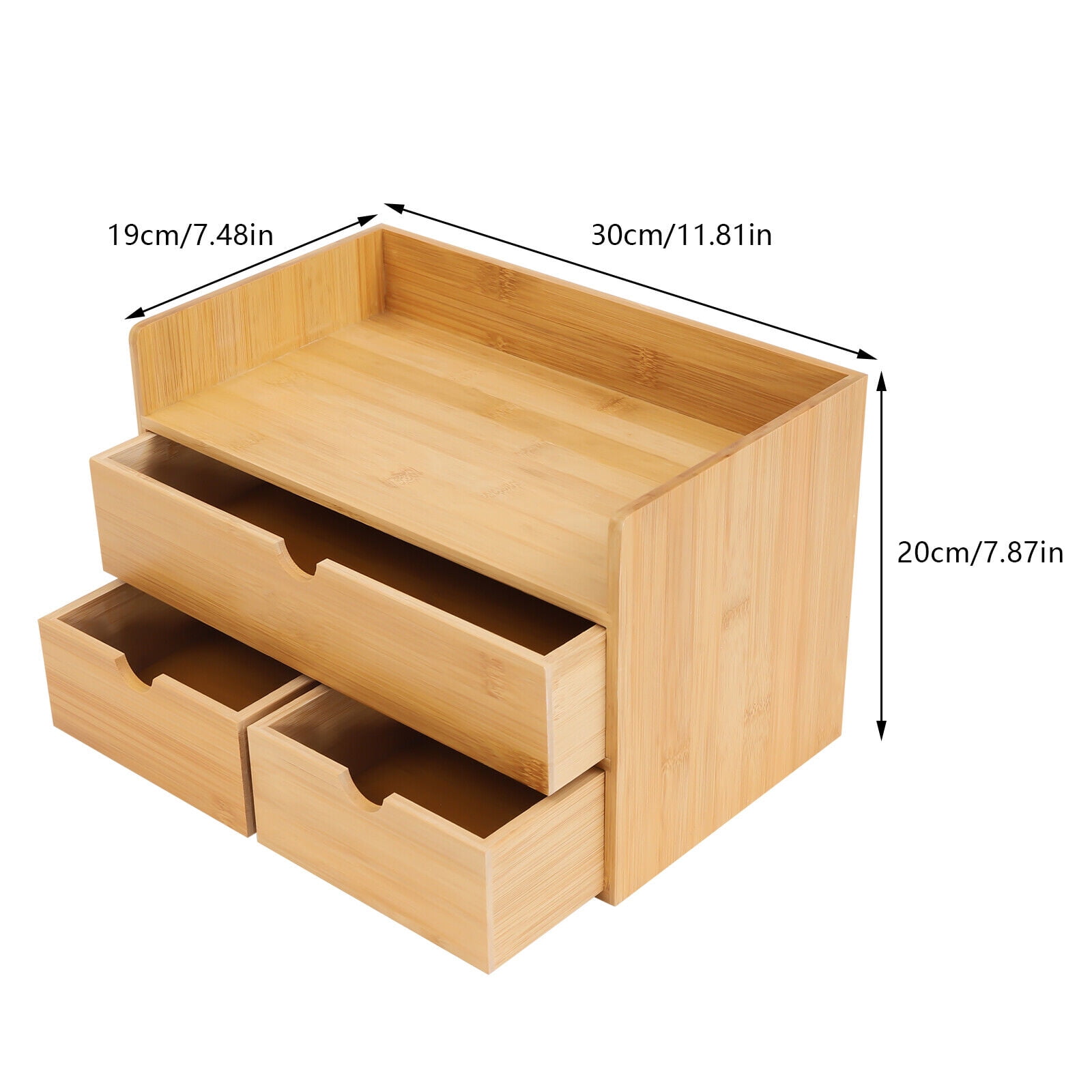 3-Tier Bamboo Shelf Organizer for Desk with 3 Drawers - Desk Storage for Office Bamboo Desk Organizer Tabletop Organizer w/3 Drawer Pen Storage Box Office Home