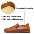 thumbnail image 2 of Men's Casual Leather Loafer Shoes Slip On Soft Breathable Handmade Stitching Fashion Shoes Lightweight Driving Dress Shoe Brown 9 US, 2 of 7