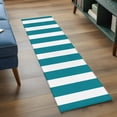 thumbnail image 4 of Teal Striped Large Area Rugs for Bedroom Living Room, Soft Non Slip Carpet Bedside Rug, Simple Art Vertical Stripe Farmhouse Rectangular Floor Cover Kitchen Accent Rug 2'x6' for Dining Room/Office, 4 of 9