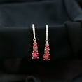 thumbnail image 6 of Rosec Jewels Three Stone Drop Earrings for Women, Created Ruby Moissanite Earrings - AAAA Grade, 14K Yellow Gold, 6 of 9