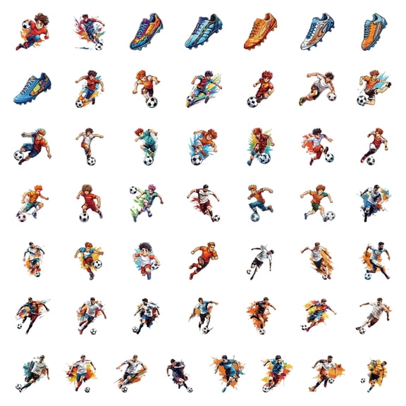 Soccer 50 Count Vinyl Assorted Designs for Water Bottles Laptops and Scrapbooks