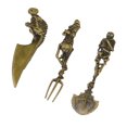 thumbnail image 1 of Juego de cubiertos esqueléticos de Halloween, vajilla de aleación de zinc de metal con personalidad y calavera, tenedor, cuchara y cuchillo con esqueleto creativo, regalo de Halloween dorado, 1 of 4