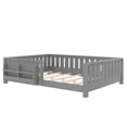 thumbnail image 5 of Bellemave Full Size Floor Bed with Bookshelf, Wood Montessori Beds with Slats and Safety Guardrail, Low Profile Queen Bed Frame with Fence, No Box Spring Needed (Gray), 5 of 8