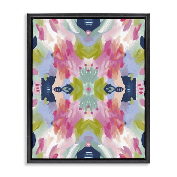 Stupell Industries Modern Kaleidoscopic Floral Mandala Black Floating Frame Canvas Art, 17 x 21, by Lisa Nohren