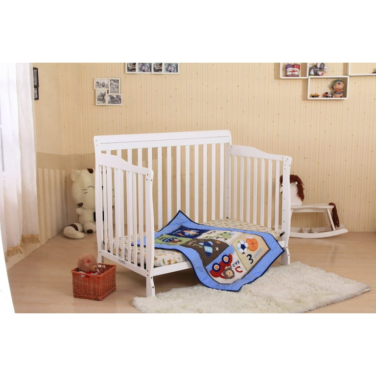 Ciara White Wood Transitional Convertible Baby Crib Toddler Bed With Spring Mattress Support Adjustable Mattress Base