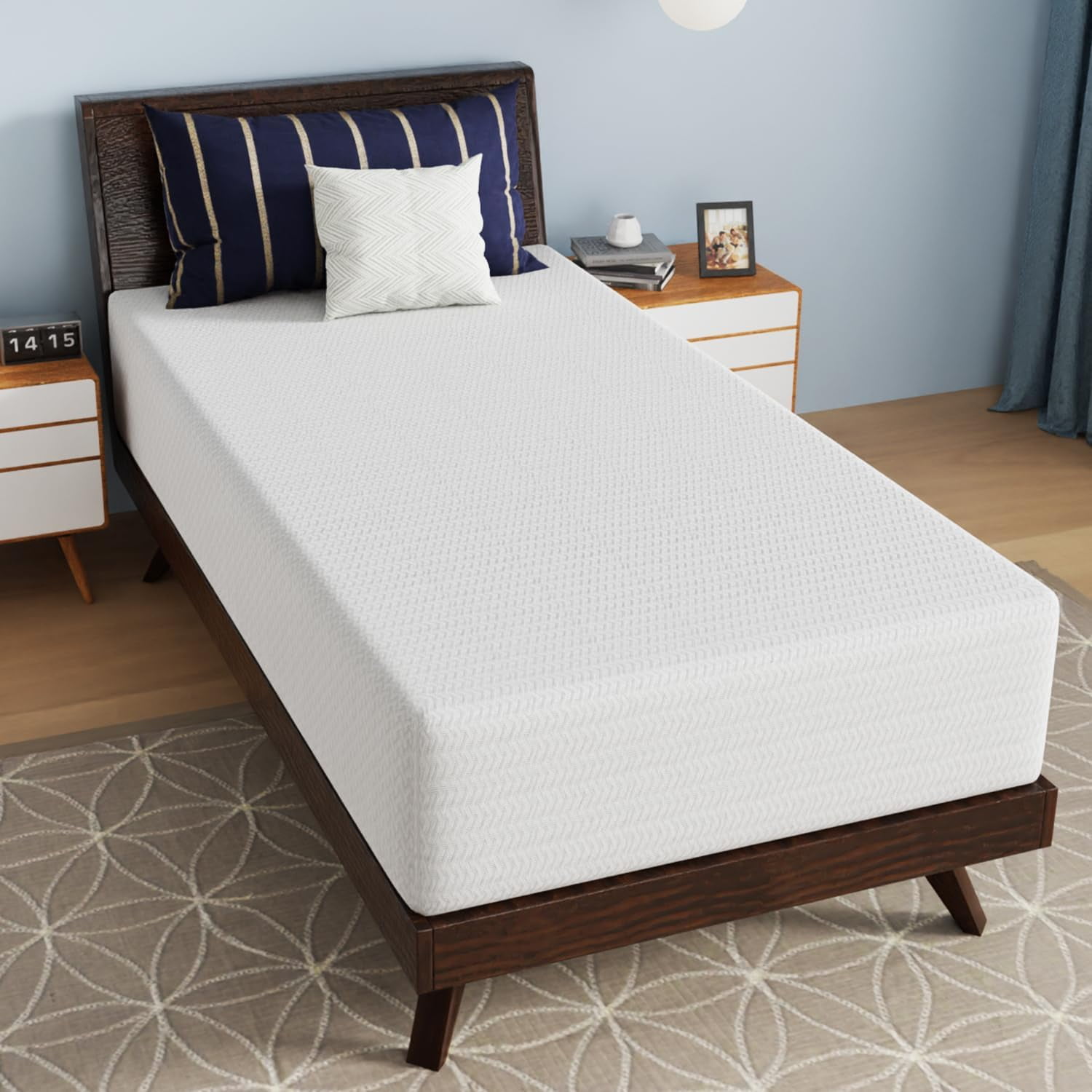 PayLessHere 12 Inch Bamboo Charcoal Cooling Gel Memory Foam Mattress in a Box,White,Twin