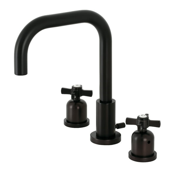 Kingston Brass FSC8935ZX Millennium Two-Handle 3-Hole Deck Mount Widespread Bathroom Faucet with Brass Pop-Up in Oil Rubbed Bronze