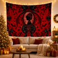 thumbnail image 3 of Profile Silhouette Inside an Oval Frame with Heart Locks and Bows, Romantic Gothic for Dark Art Lovers, Portrait Decor, Halloween Gift, Tapestry Wall Hanging for Den and Studio, 3 of 6