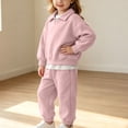 thumbnail image 2 of ZACPNCV Kids Warm Fleece Sweatsuit Boys Girls Solid Color Long Sleeve Pullover Sweatshirt with Jogger Pants 2 Piece Lounge Set 12-18Months Pink, 2 of 8
