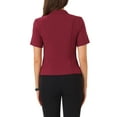 thumbnail image 3 of INSPIRE CHIC Women's Business Casual Lapel Short Sleeve Open Front Cropped Work Office Blazer XL Wine Red, 3 of 6