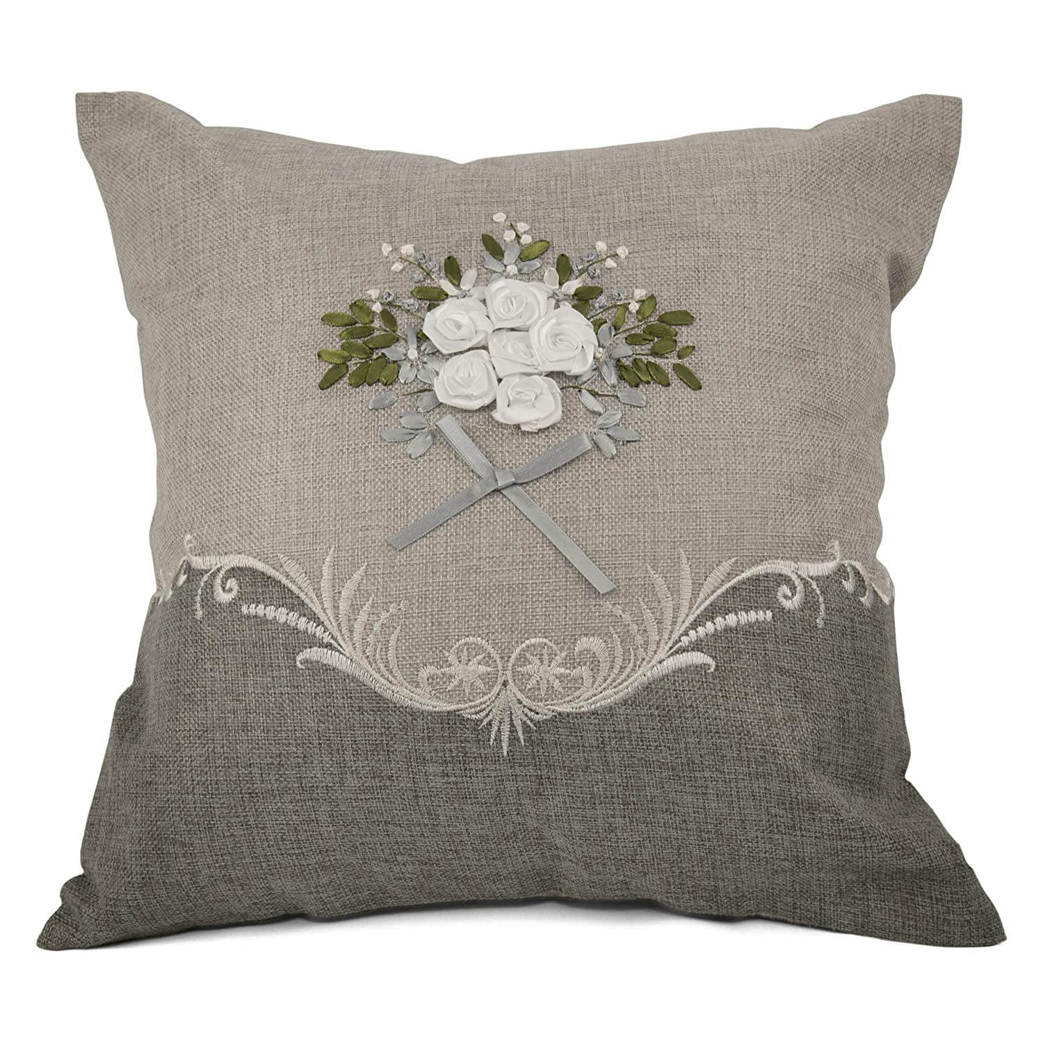 18 x 18 Cushion Cover Violet Linen Artistic Decorative Burlap Gray 