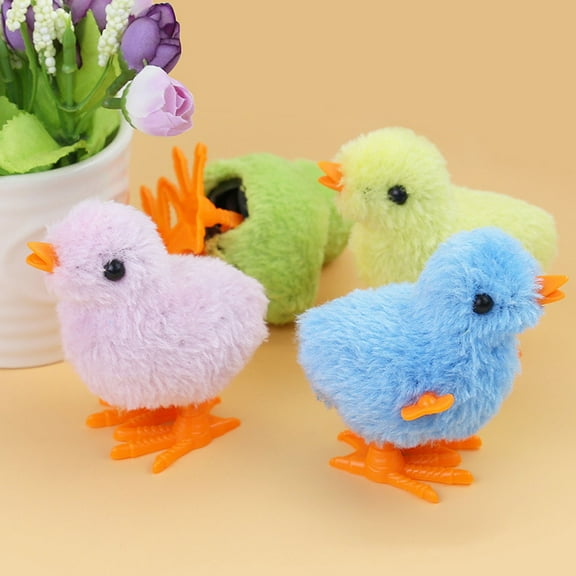 Bobasndm 4Pack Jumping Chick Wind Up Toys Novelty Chicken Hopping Windup Toy for Kids Toddlers Adult Easter Egg Hunt Basket Stocking Stuffers Party Fillers Gifts