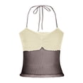 thumbnail image 4 of Mrat Débardeurs de Course Mode Décontractée Printemps Été Couleur Unie Col Rond Camisoles en Coton pour Femmes P-13 Beige G, 4 of 9