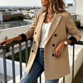 thumbnail image 5 of gbyLJF Double Breasted Blazer for Women Long Sleeve Notched Lapel Office Suit Jackets Business Casual Mid-length Coats Workwear, 5 of 9
