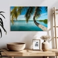 thumbnail image 3 of Elephant Stock Seaside Palm Tree Wall Art - Horizontal Canvas Wall Art - Dining Room Wall Decor - Beach Canvas - Teal And Gray Decor - 24" x 16", 3 of 8