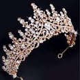 thumbnail image 2 of COCIDE Tiara y corona de oro rosa para mujer, coronas de reina de cristal, tiaras de princesa con diamantes de imitación para niña, novia, accesorios para el cabello de boda, fiesta de cumpleaños, gra, 2 of 4