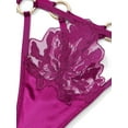 thumbnail image 2 of Victoria's Secret Panty Thong Leaf Embroidery Strappy V-String Ring Color Fuschia Size Small NWT, 2 of 4