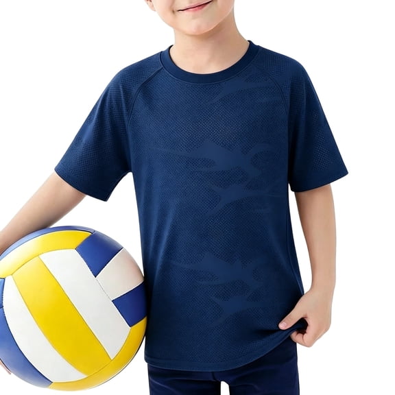 SOFTCCLO Boys Tshirts Short Sleeve Crewneck Solid Color Tops Sport Casual Athletic Comfy Kids T Shirts Size 13-14Y