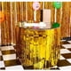thumbnail image 2 of Falda de mesa con flecos de aluminio metálico, faldas de mesa de tutú de oropel dorado para decoración de boda, mesas rectangulares de Baby Shower, 1x2m, 2 of 4