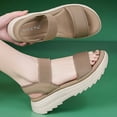 thumbnail image 5 of Gubotare Women's Walking Sandals Comfortable Air Cushion Platform Elastic Ankle Strap Open Toe Outdoor Summer Shoes (Khaki,Size 9), 5 of 9