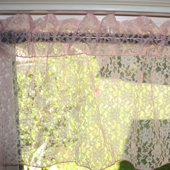 Floral Lace Window Valance 58 Inch Wide Pink