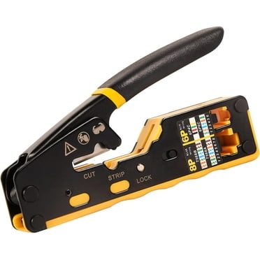 Dawot RJ45 Crimp Tool, RJ45/RJ11/RJ12 Pass Through Crimp Tool, Ethernet Crimper Cutter for Cat6a Cat6 Cat5e Cat5,6P/8P, Ethernet 3 in 1 Wire Tool