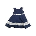 thumbnail image 2 of Youngland Infant Girls Navy Blue & White Lace Sleeveless Dress w/ Panty 18m, 2 of 3