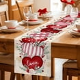 thumbnail image 5 of Love Heart Valentine's Table Runner - 108 Inch Long Eucalyptus Botanical Red Pink Retro Cotton and Linen Blended Dress Scarves Farmhouse Table Runner for Kitchen Dining, Coffee Table, 13" x 108", 5 of 8