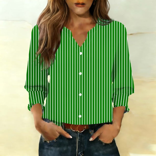 TaTaai Women's Fashion Spring And Summer Button Up Cardigan 3/4 Quarter Sleeve Jacket V-neck Top/shirt Gift