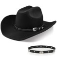 thumbnail image 1 of Sombrero vaquero Foeran 100% lana para hombre y mujer, color negro, tallas M a XL, 1 of 7