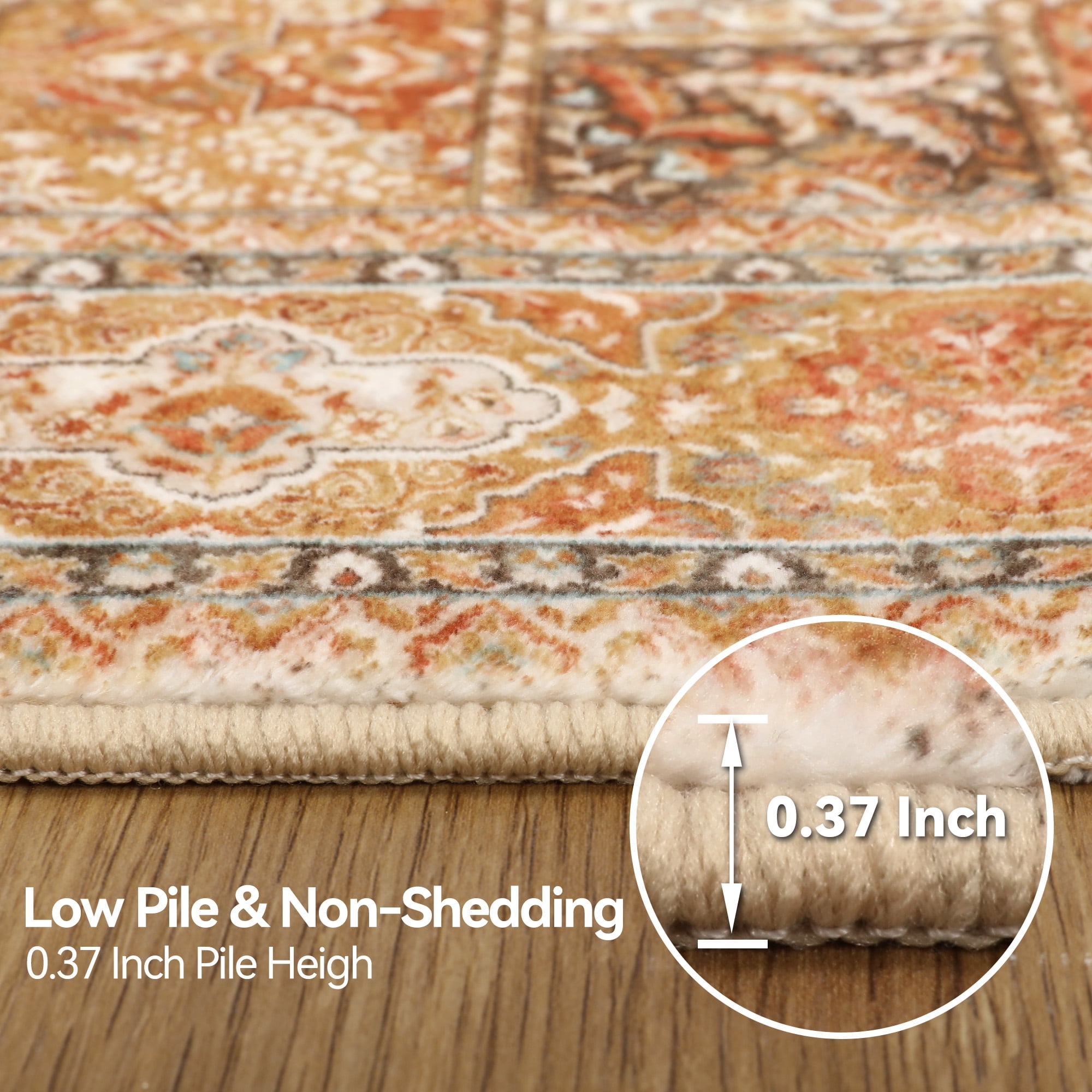 Lalado 8ft x 10ft Area Rugs for Living Room Washable Rugs Boho Floral Carpet Soft Low Pile Non-Slip Rug for Bedroom Dining Room Indoor Vintage Home Decor, Brown