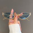 thumbnail image 3 of Gafas de sol de ojo de gato pequeñas para mujer, de media montura gafas de sol, gafas compuestas Vintage de moda, gafas de diseñador de marca de lujo, 3 of 4