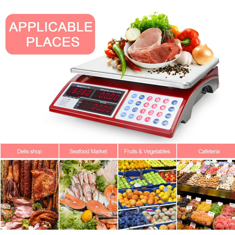 LED Waterproof Price Computing Scale Digital Commercial Food Meat Produce  Weight Scale for Farmers Market Seafood Rechargeable