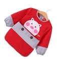 thumbnail image 5 of Baberos para comer para niños pequeños Patrón de cerdo rojo Impermeable Resistente a las manchas Reversible Extra largo Fibra de poliéster Mangas largas Baberos de alimentación para bebés Tamaño 90, 5 of 5