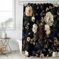 thumbnail image 6 of Vintage Black Floral Shower Curtain Set - 72" x 78" Washable Bathtub Curtain with 12 Hooks, Spring Seasonal Botanical Blooms Waterproof Fabric Stall Shower Curtains for Bathroom/Bathtub Décor, 6 of 6