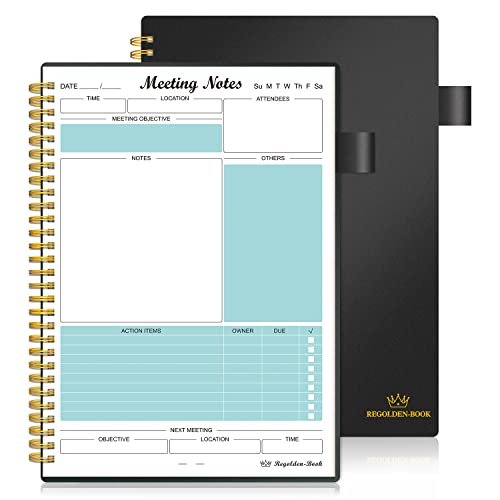 Cuaderno de reuniones y planificación, agenda organizadora, 160 páginas (7x10), negro