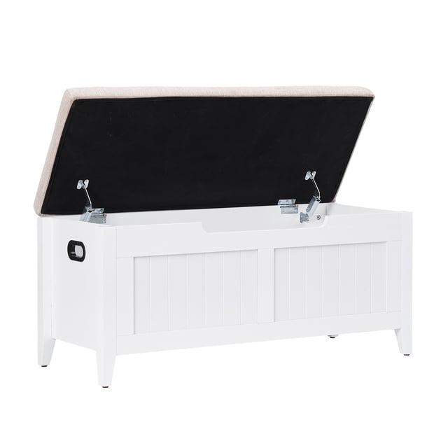 Garvee Banco de Almacenamiento de Madera con Tapa Abatible y Asiento Acolchado – 118 kg, para Recámara y Sala