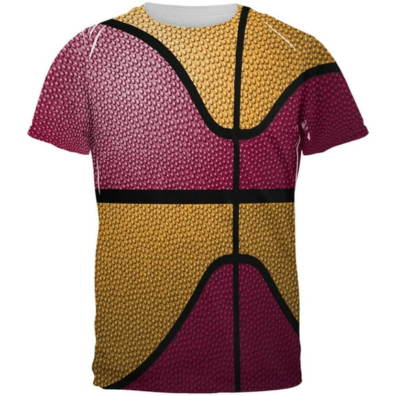 Championship Basketball Red and Yellow All Over Mens T Shirt
