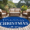 thumbnail image 4 of Round Rugs 8Ft, Blue Merry Christmas Round Area Rug Washable Indoor Throw Carpet, Xmas Winter Snowflake Blue White Large Non Slip Circle Rug for Kids Room RV Home Decor Aesthetic, 4 of 8