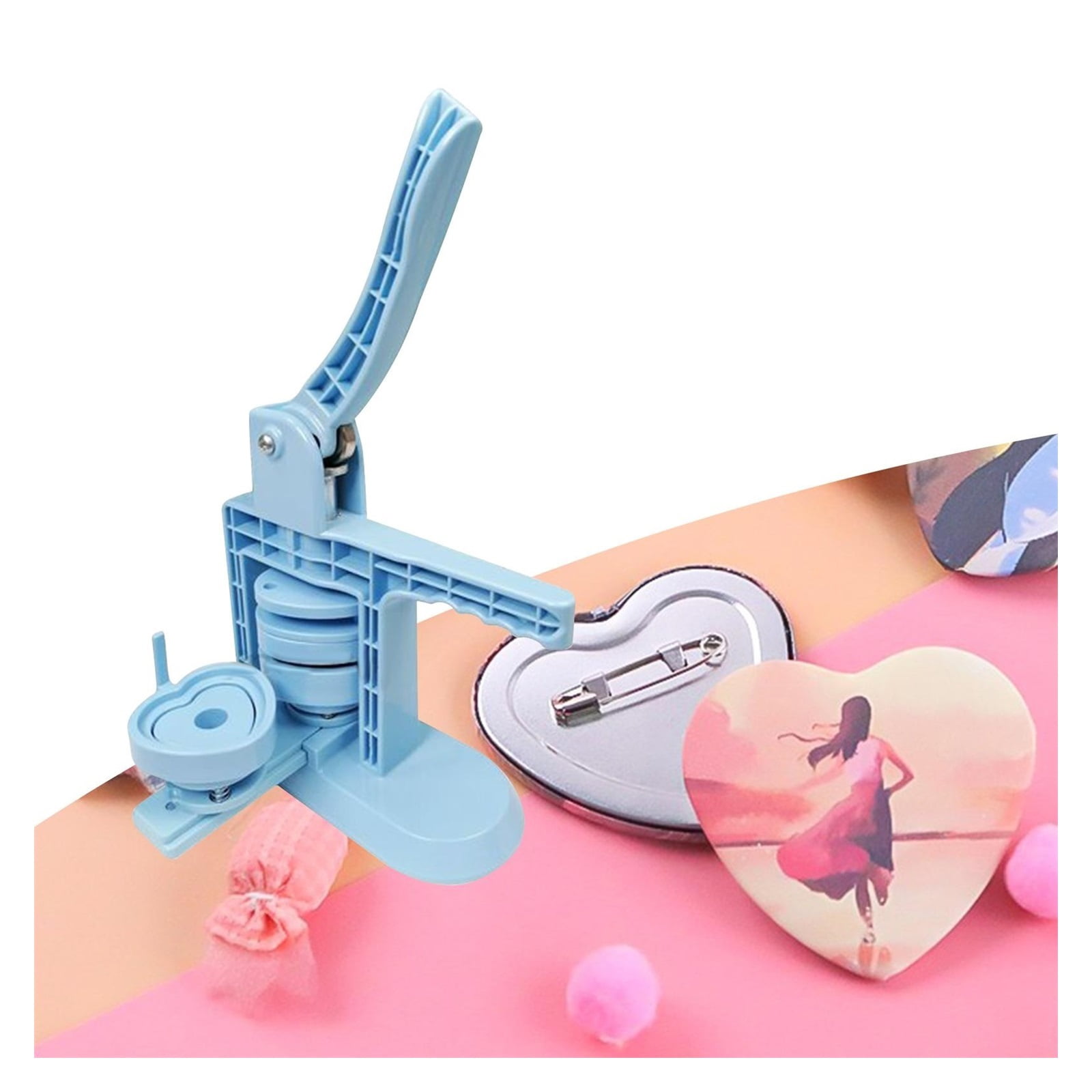 Button Bad Making Machine Heart Shape Starter kits Upgrade for DIY Keychain ,Efficient and Precise