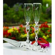 Hortense B. Hewitt Wedding Accessories Love Knot Champagne Toasting Flutes, Set of 2