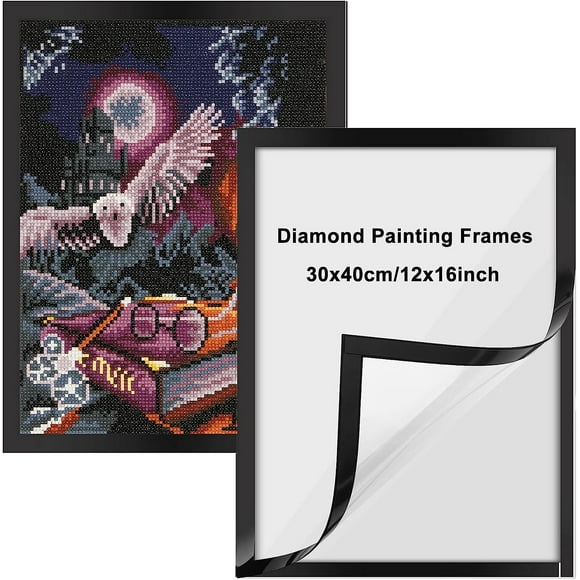 (Inner Size 24.5x34.5cm) Set of 2 - Black Diamond Painting Frames, Magnetic Frame Diamond Art Frames for 30x40cm Diamond Painting Canvas or Photos