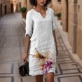 thumbnail image 3 of Gibobby Vestidos Casuales para Mujer Mujer Verano Casual Retro Estampado de flores Cuello en V Longitud media Vestido de manga media(Rosa caliente,CH), 3 of 4