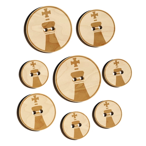 Chess Piece Black King Wood Buttons for Crochet Knitting Sewing DIY Craft - 1.25 Inch Large (5pcs)
