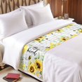 thumbnail image 4 of Bed Runner Scarf for Cal.King Size Bed, Sunflower Floral Beds Scarf Throws for Foot of Bedding, Farmhouse Pastoral Daisy Bees Grey Plaid Decorative Beds Runners for Bedroom Guestroom, 102"x20", 4 of 8