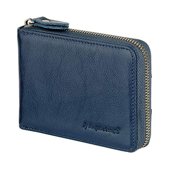 ZLC Men's Zipper Wallet Leather Bifold Wallets Slim RFID Blocking Zip Around Credit Card Holder Compact Small Wallet
