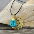 thumbnail image 2 of Besheek Leather and Goldtone Mandala Buddha Boho Style Pendant Necklace, 2 of 5
