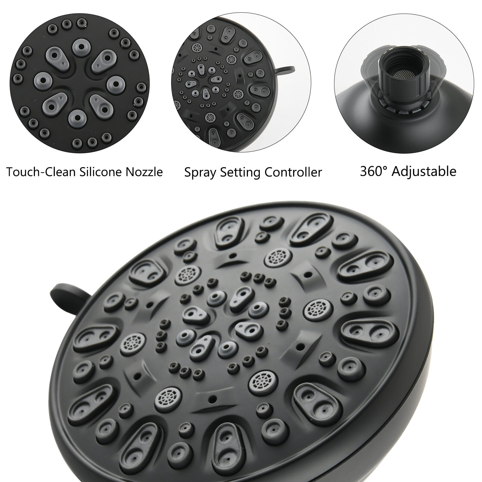 Drill-Free Stainless Steel Slide Bar Combo Rain Showerhead 7-Setting Hand,Dual Shower Head Spa System,Matte Black Abs Bath Faucets Freestanding Tub Faucets