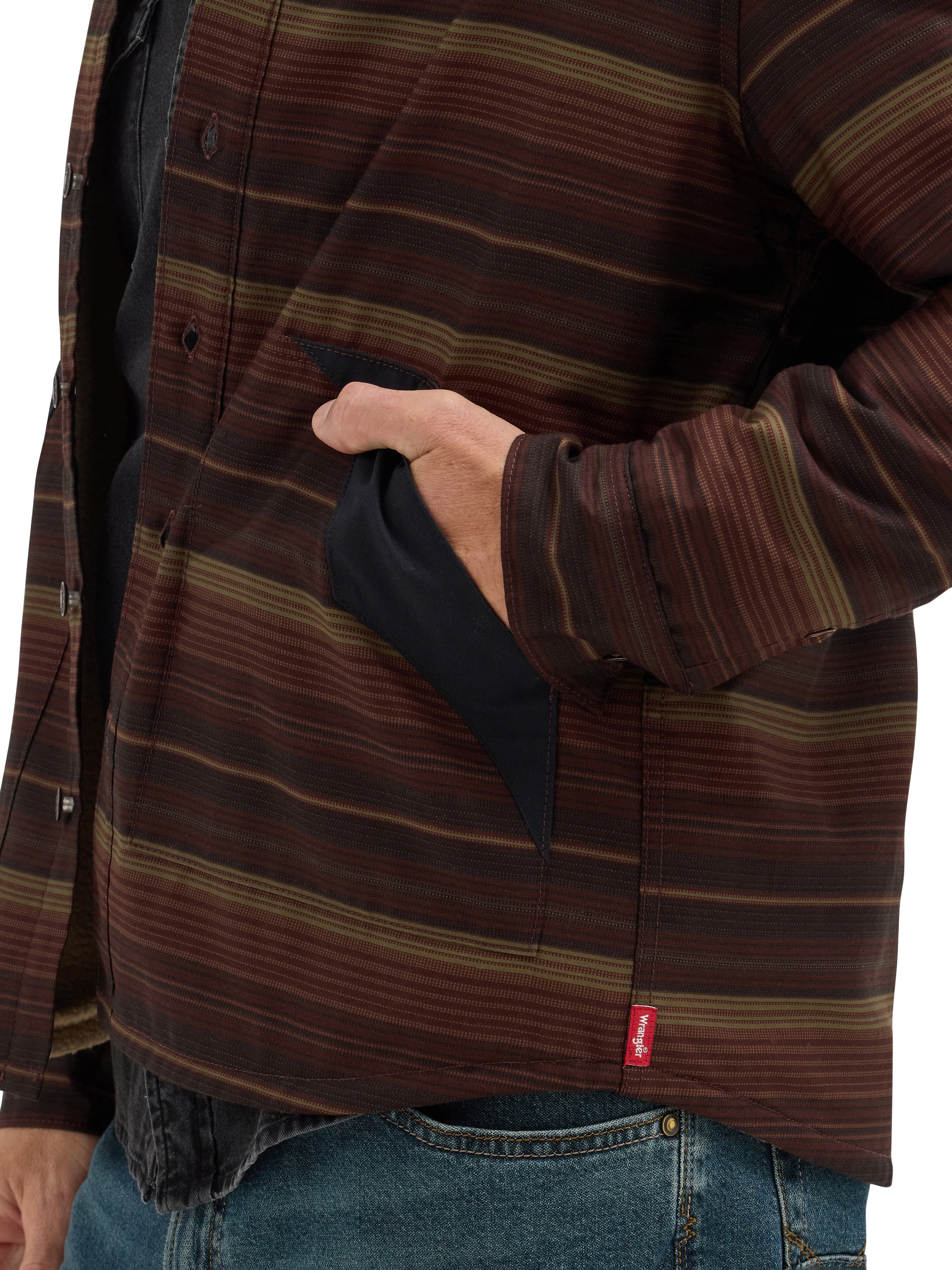 Wrangler® Men's and Big Men's Heavyweight Shirt Jacket with Sherpa Lining, S-5XL